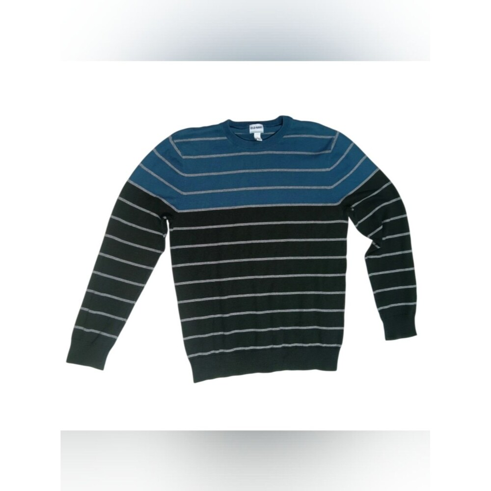 Old Navy Striped Crewneck Sweater Men's L Blue Dark Green Gray